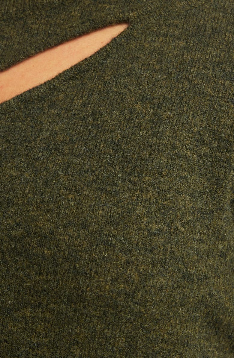 Estelle Cutout Mock Neck Sweater, Alternate, color, Olive