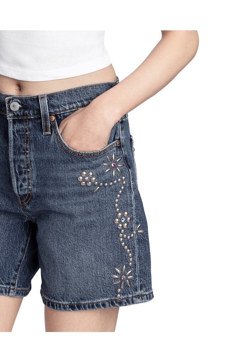 Studded Shorts, Alternate, color, Denim