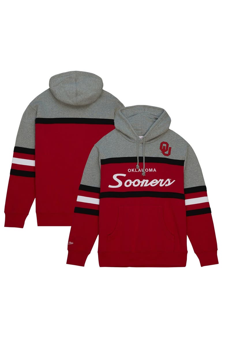 Men's Mitchell & Ness Red Oklahoma Sooners Head Coach Pullover Hoodie, Main, color, Red