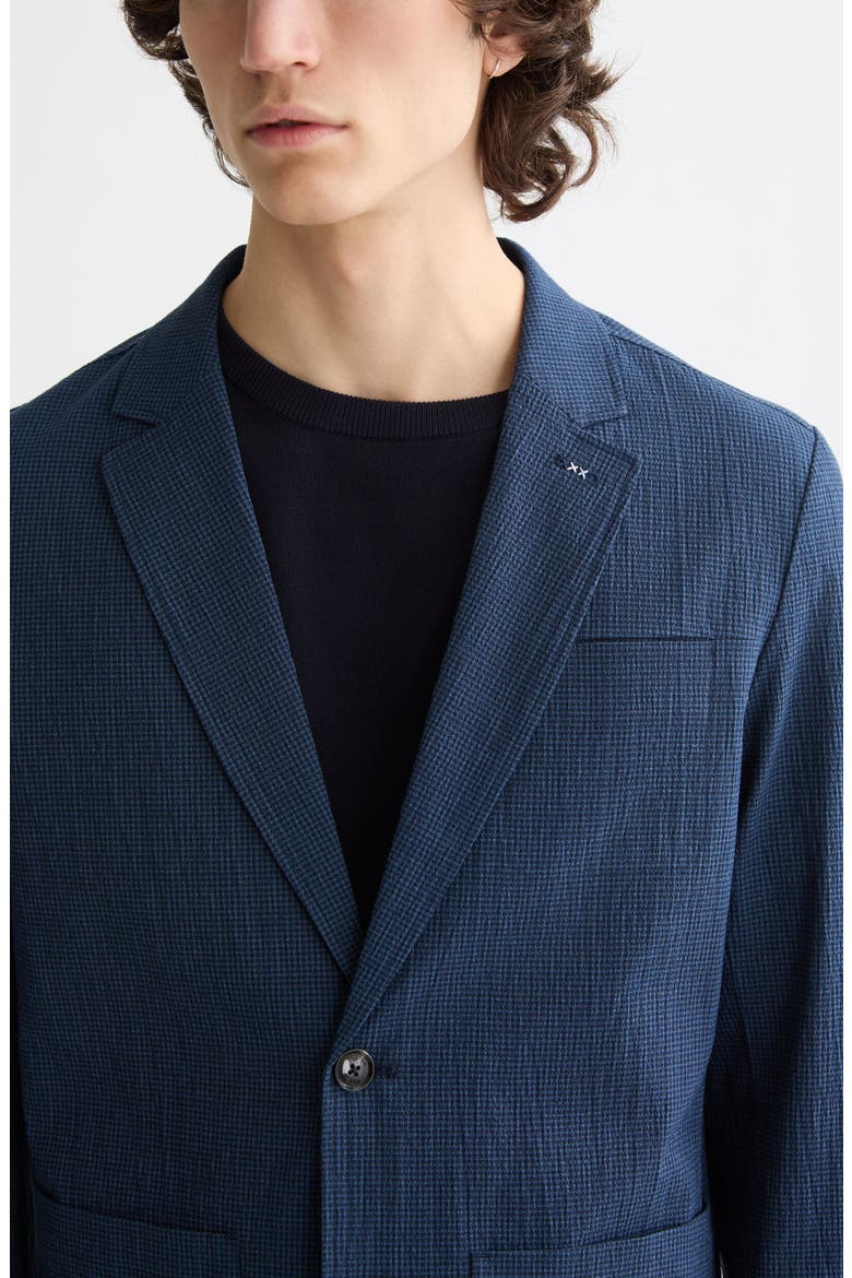 Regular Fit Unconstructed Cotton Stretch Seersucker Suit Jacket, Alternate, color, SKY CAPTAIN MINI CHECK