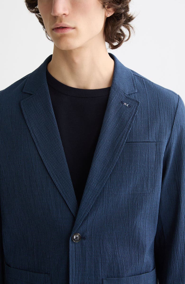 Scotch & Soda Regular Fit Unconstructed Cotton Stretch Seersucker Suit Jacket, Alternate, color, Sky Captain Mini Check