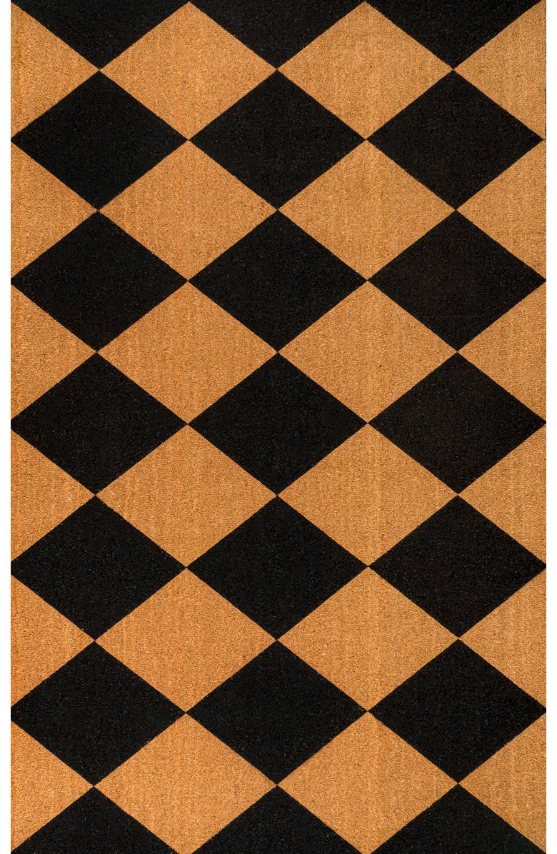 JONATHAN Y Peater Classic Casual Commerical Natural Coir Mat Indoor/Outdoor, Alternate, color, Natural Black Geo