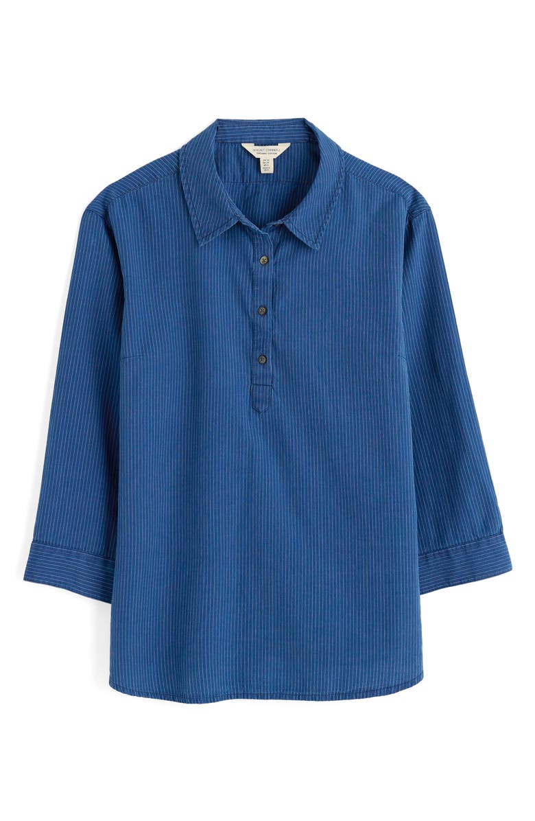 Seasalt Cornwall St Keverne Organic Cotton Half Placket Shirt, Alternate, color, Mid Indigo Stripe