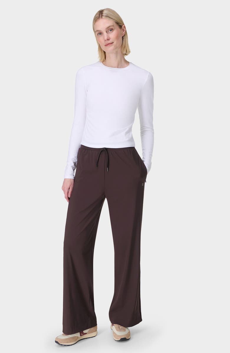 Sweaty Betty Explorer Wide Leg Track Pants, Alternate, color, Sable Brown