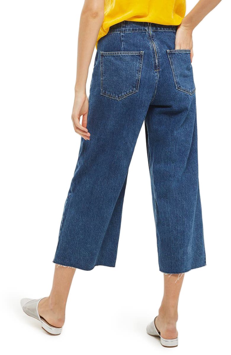 Topshop Lace-Up Crop Jeans, Alternate, color, 