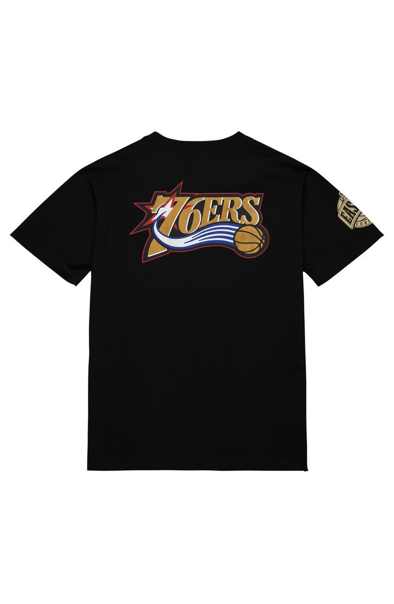 Mitchell & Ness Men's Mitchell & Ness Black Philadelphia 76ers Hardwood Classics Team OG 2.0 Premium Vintage Logo T-Shirt, Alternate, color, 