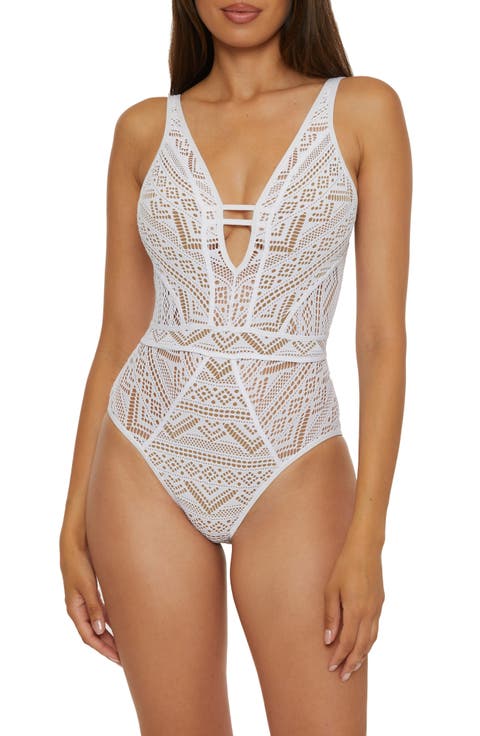 Color Play Mesh One-Piece Swimsuit