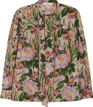 Chloé Floral Print Silk Charmeuse Top