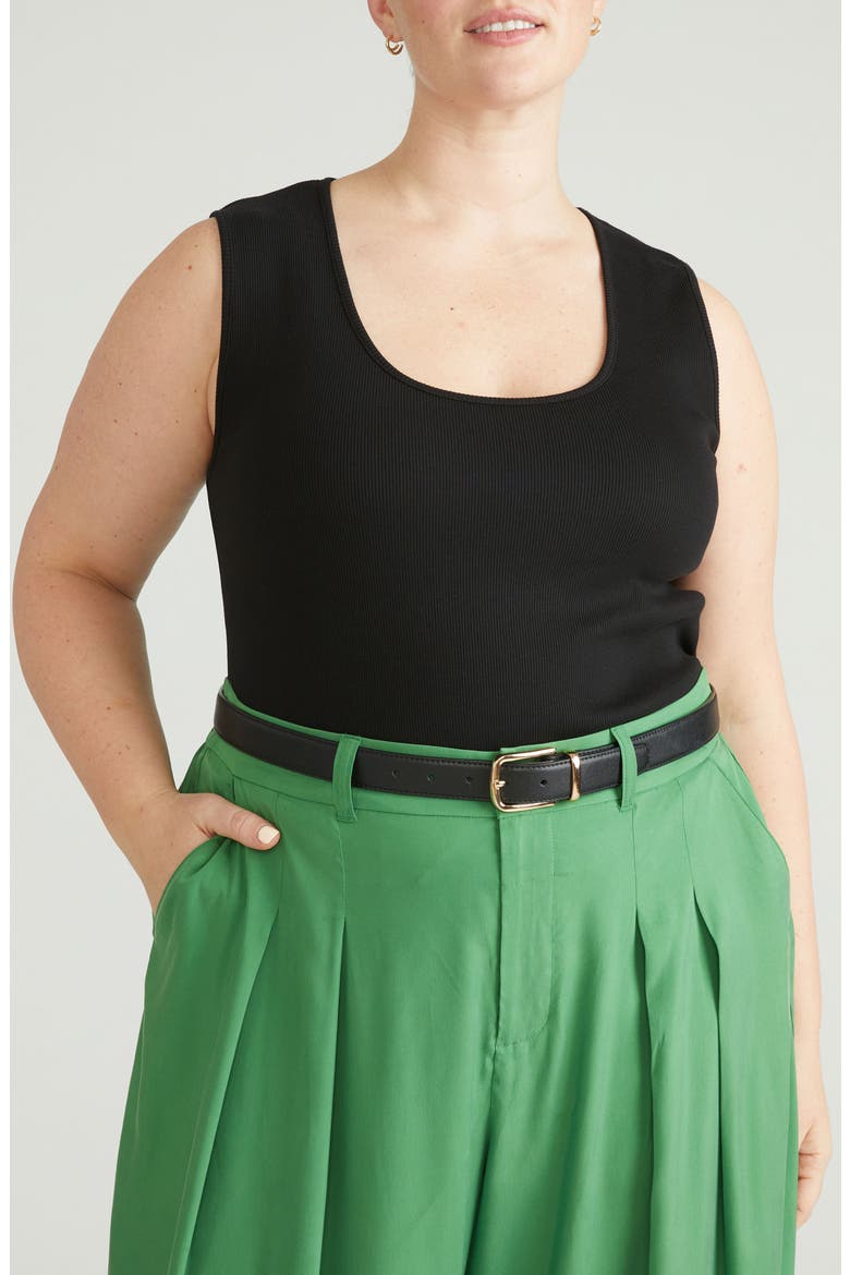 Daisy Ribbed Scoop Neck Tank, Main, color, BLACK