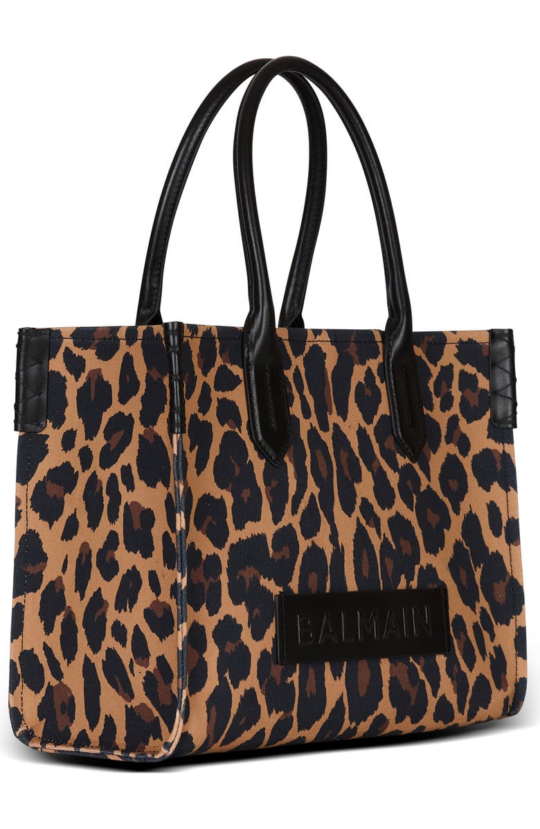 Balmain B-Army 36 Leopard Print Canvas Tote, Alternate, color,