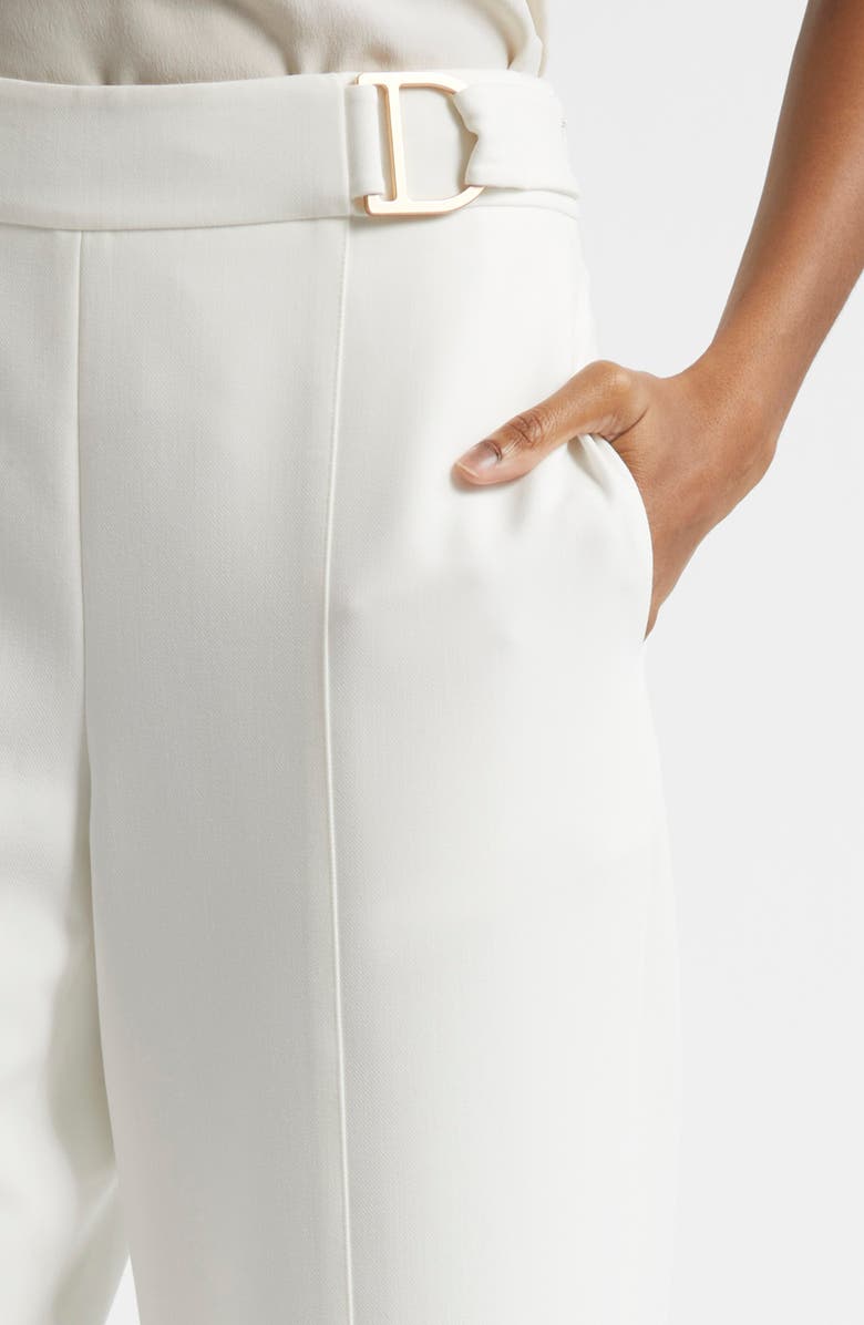 Elie Tahari The Inez Buckle Detail Wide Leg Pants, Alternate, color, Sky White
