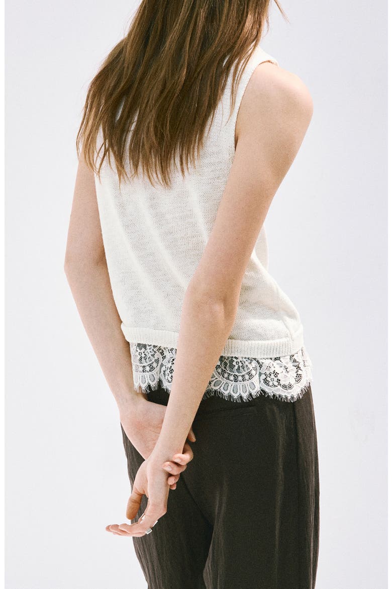 Lace Detail Knit Top, Alternate, color, ECRU