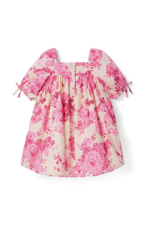Janie And Jack Floral Puff Sleeve Dress In Pink