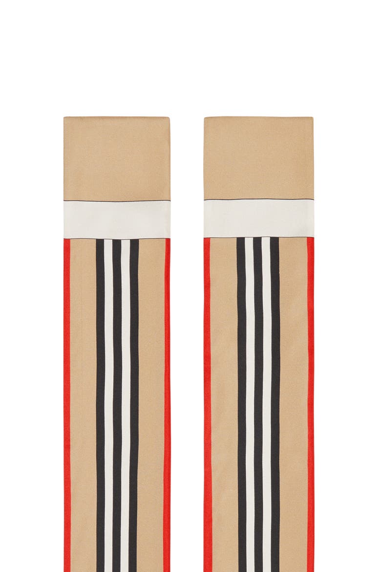 Icon Stripe Skinny Silk Scarf, Alternate, color, ARCHIVE BEIGE