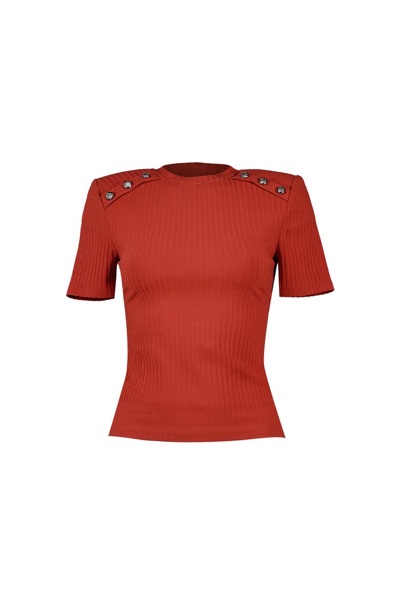 Puffed Shoulder Chedrón Top, Alternate, color, Chedron