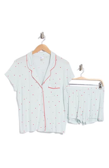 Nordstrom Rack Tranquility Long Sleeve Shirt & Pants Two-piece Pajama Set In Blue Illusion Heart Toss
