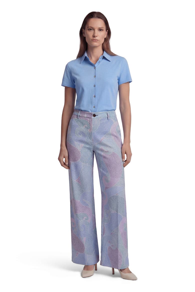 Grain Paisley Womens Wool Wide-leg Pant, Main, color, GRAIN PAISLEY TEAL