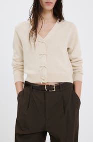MANGO Bow Embellished Cardigan