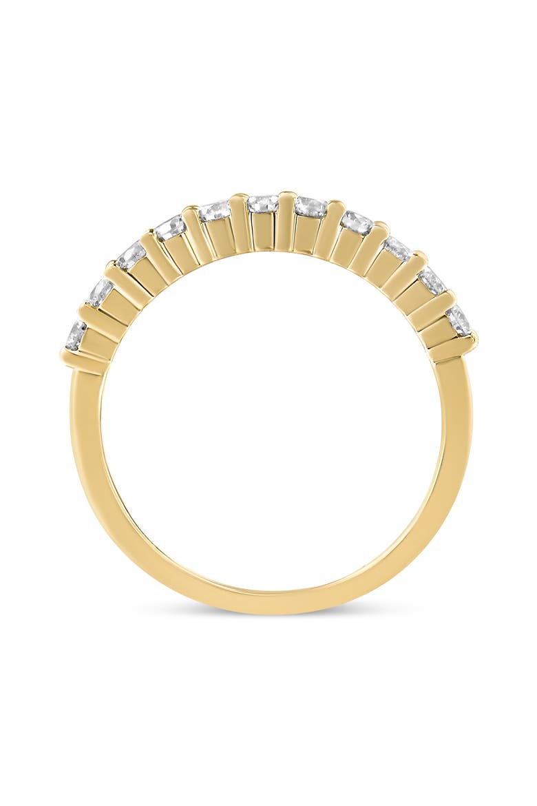 14K Yellow Gold Plated Silver 1/2 Ctw Shared Prong Set Diamond 11 Stone Band Ring, Alternate, color, Yellow Gold over Silver