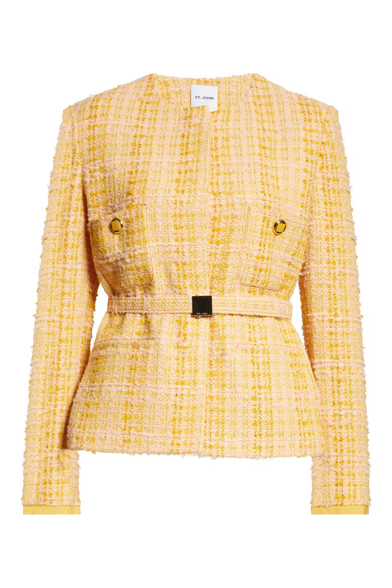 Italian Slubbed Tweed Knit Belted Jacket, Alternate, color, SONORA/ DUNE MULTI