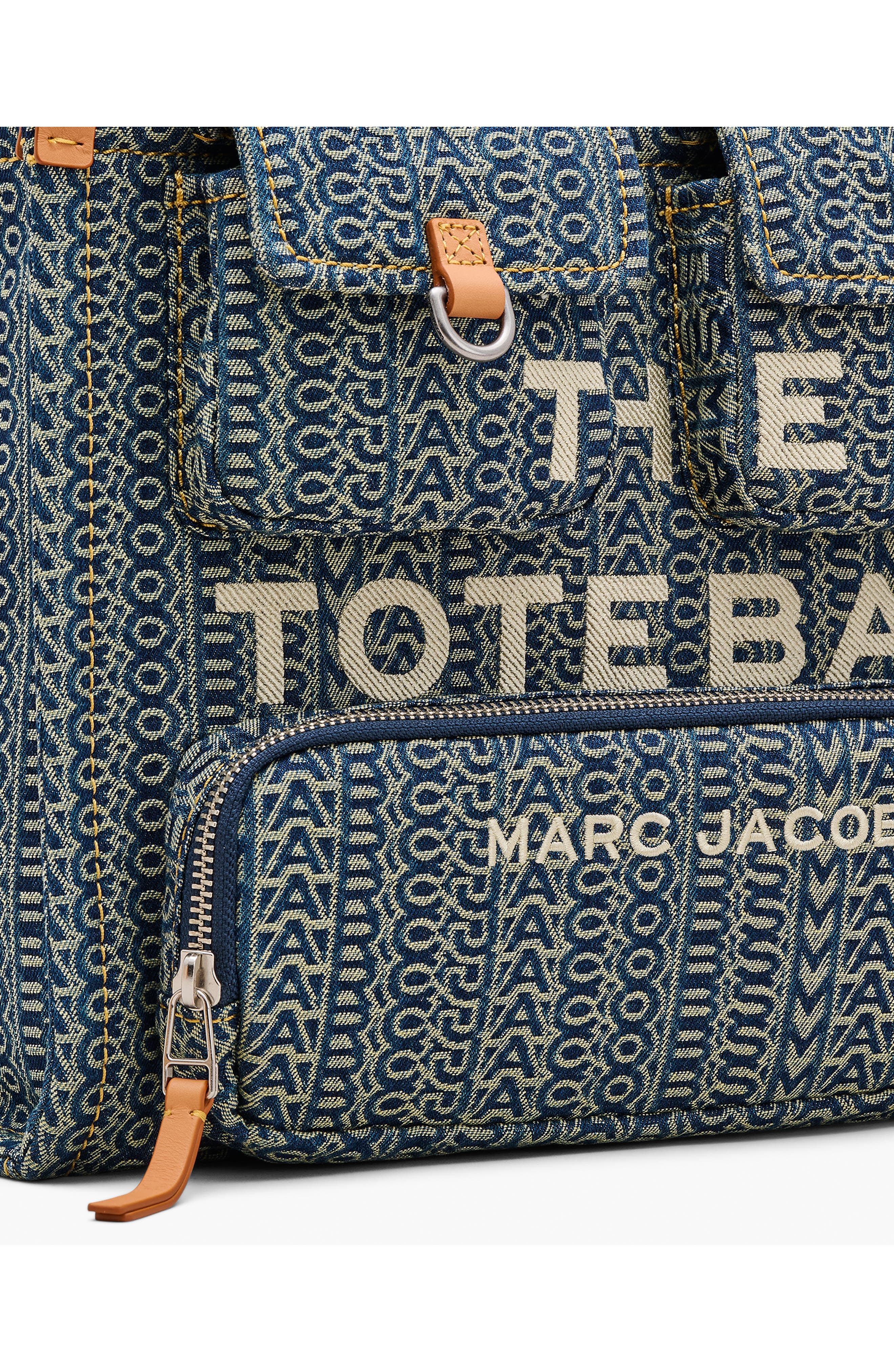 Marc Jacobs The Cargo Monogram Denim Medium Tote Bag, Alternate, color, Sun Faded Denim