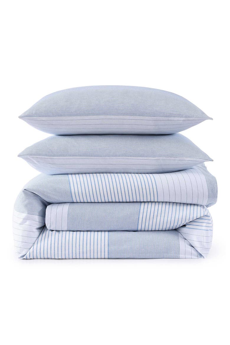 Modern Stripe Comforter & Shams Set, Main, color, BLUE