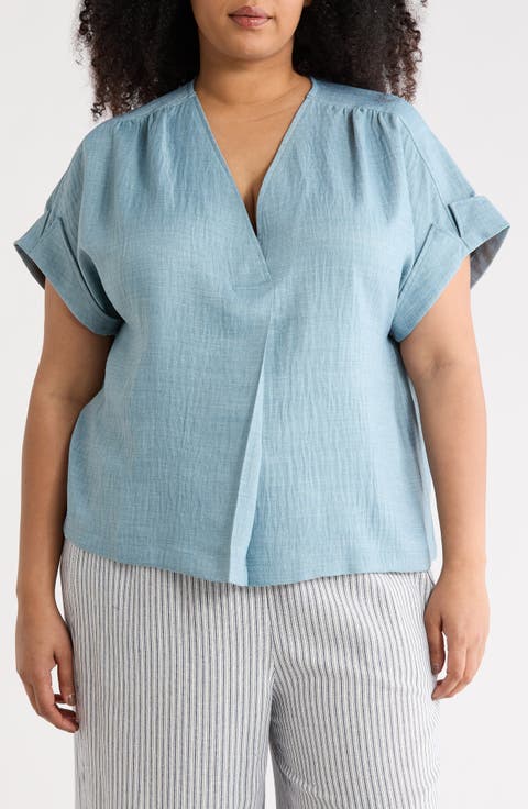 V-Neck Short Sleeve Shirt (Plus)