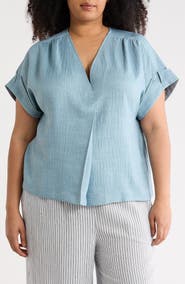 MAX STUDIO V-Neck Short Sleeve Shirt