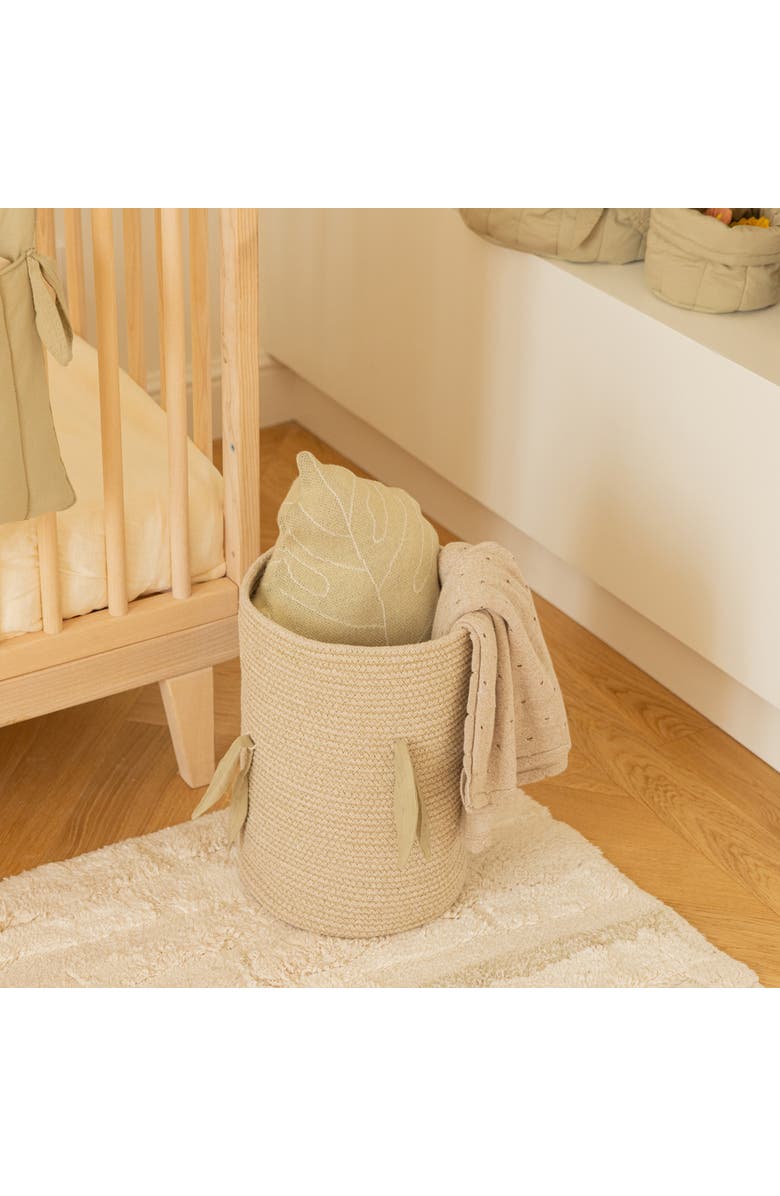 Lorena Canals Knitted cushion Baby Leaf Olive, Alternate, color, Light Olive, Natural