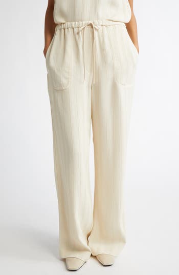TOTEME★Woven stripe ドローストリングパンツ 送関込み Woven stripe drawstring trousers black – TOTEME