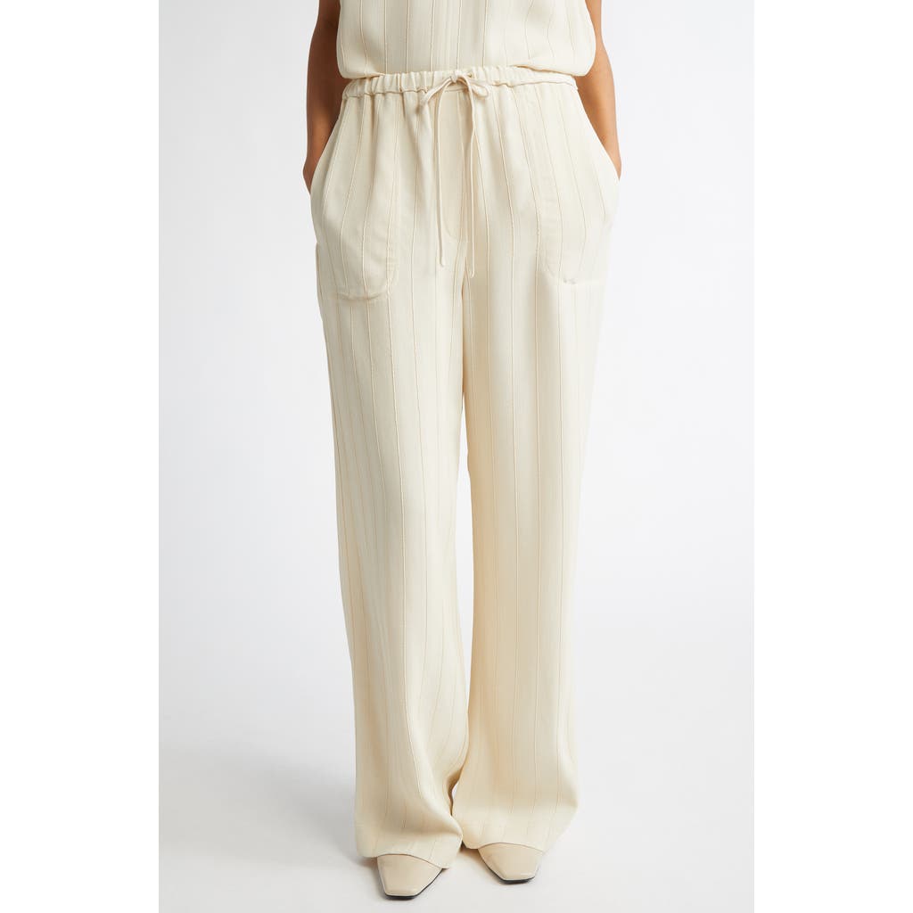 Totême Toteme Woven Stripe Drawstring Trousers In Ecru