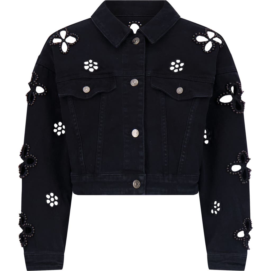 The Noli Shop Kaia Pearl Jean Jacket In Black