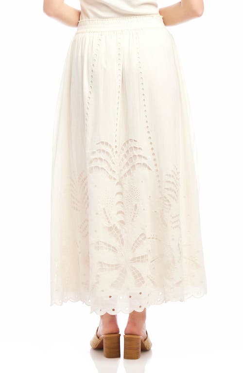 Karen Kane Cutout Embroidery Midi Skirt In Cream In White