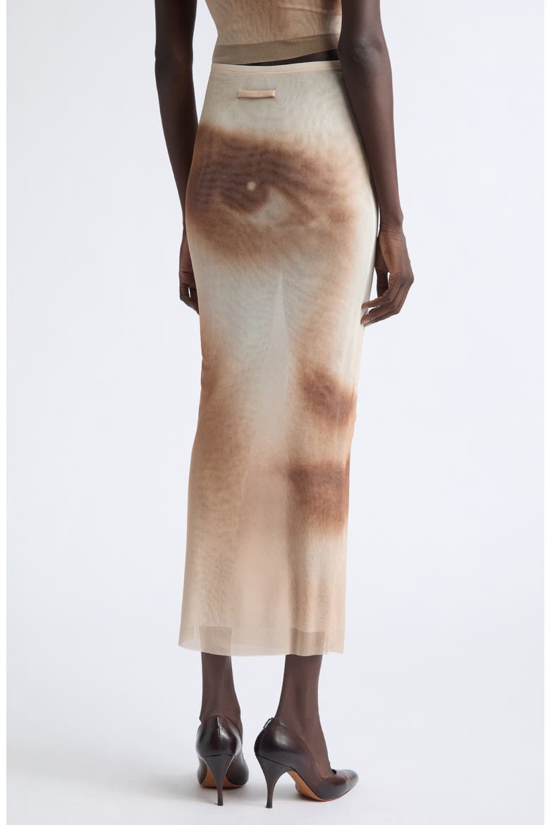 Face Print Mesh Skirt, Alternate, color, BEIGE