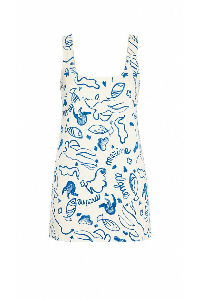 Sahara Denim Dress, Main, color, Marine Print