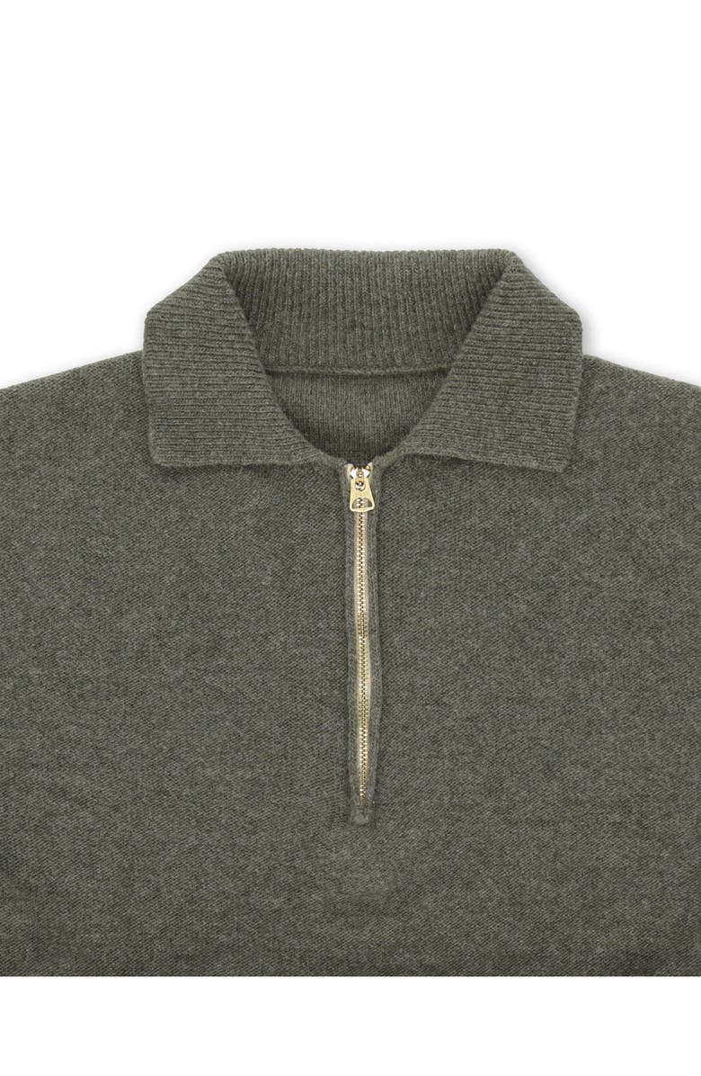 Fortela Yale Wool Sweater with Collar and Zip, Alternate, color, Army Green