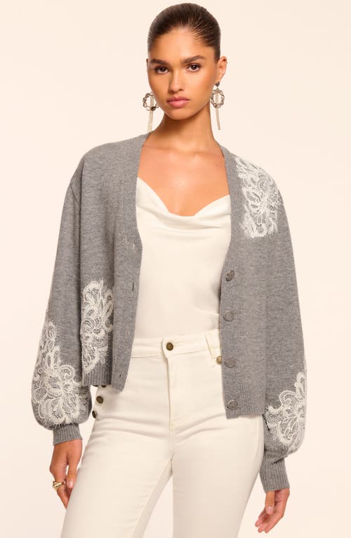 Ramy Brook Perry Lace Accent Wool & Cashmere Cardigan In Gray