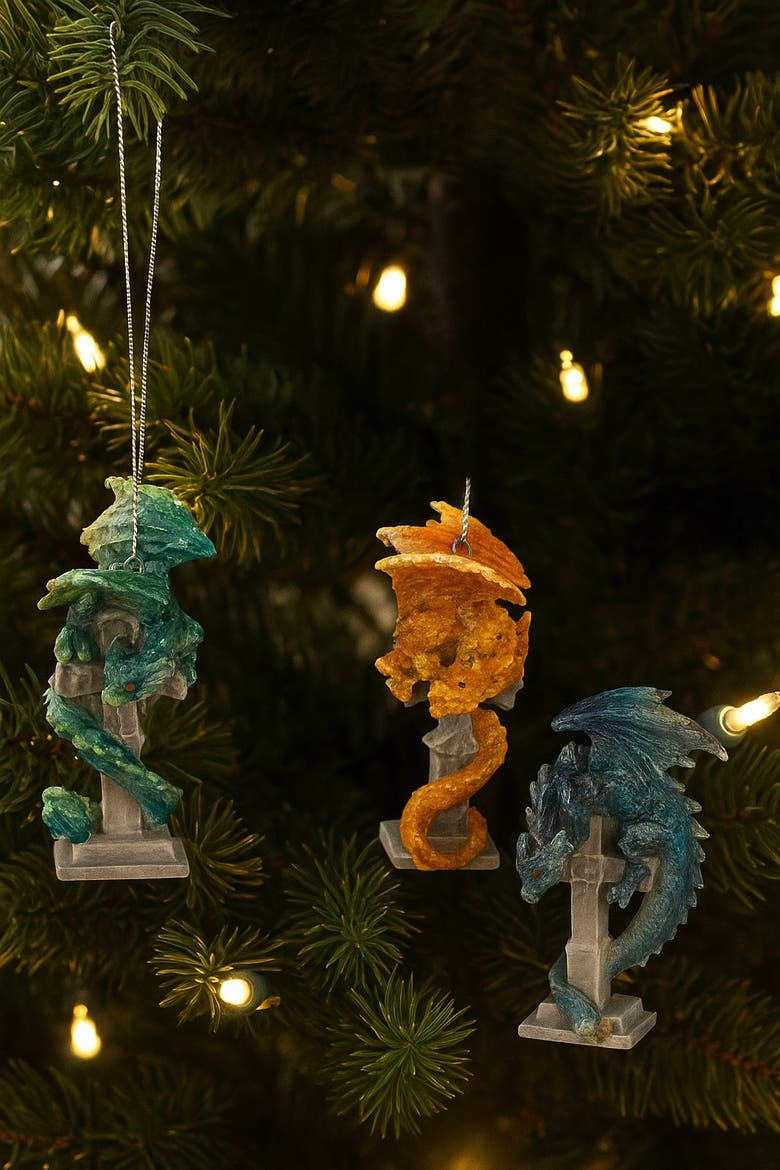 Graveyard Dragon Halloween Christmas Xmas Ornament A/3, Alternate, color, Green
