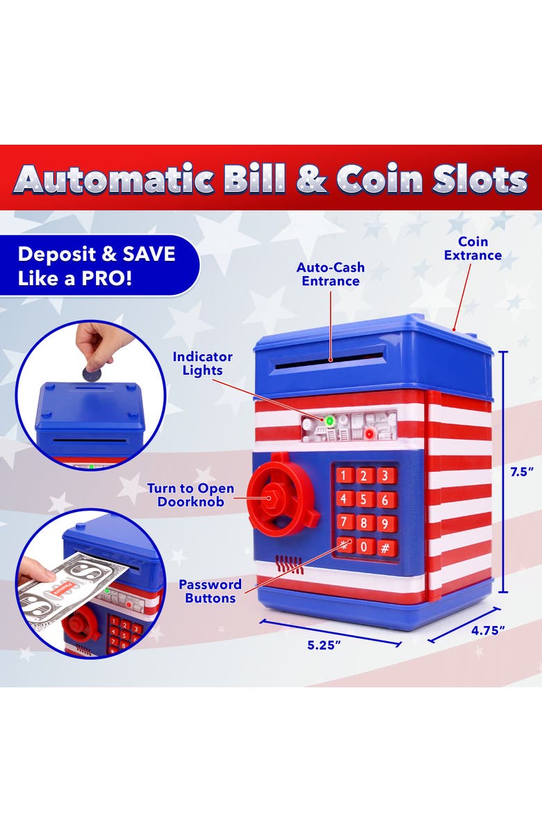USA Toyz All-American Electronic Piggy Bank, Alternate, color, Red, White And Blue