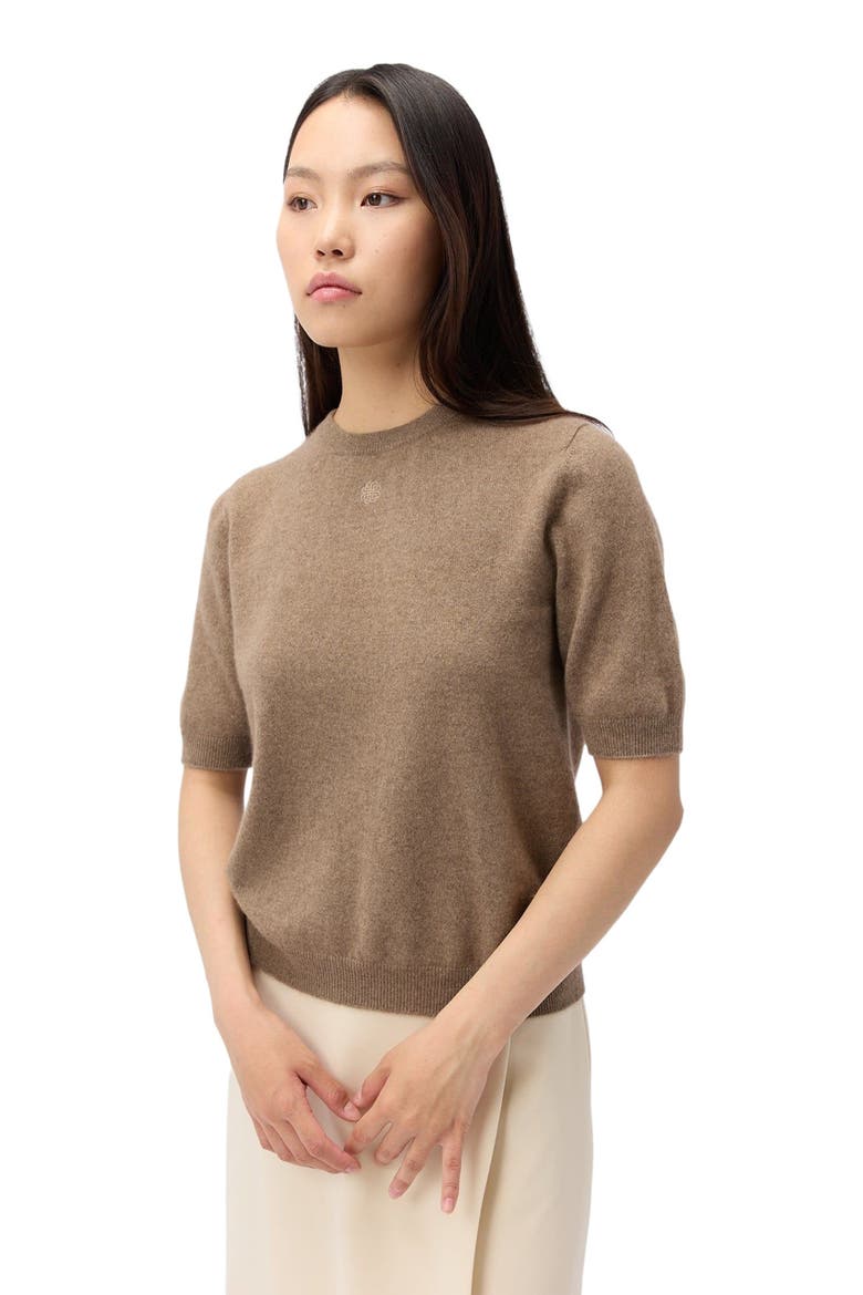 Elbow-Length Sleeve Cashmere Sweater, Alternate, color, taupe