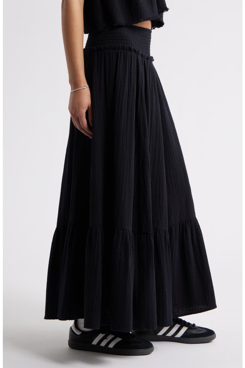 Cotton Gauze Tiered Maxi Skirt, Alternate, color, BLACK