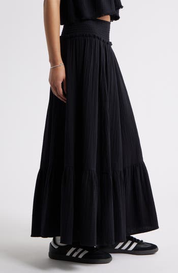 Tiered Cotton Maxi Skirt