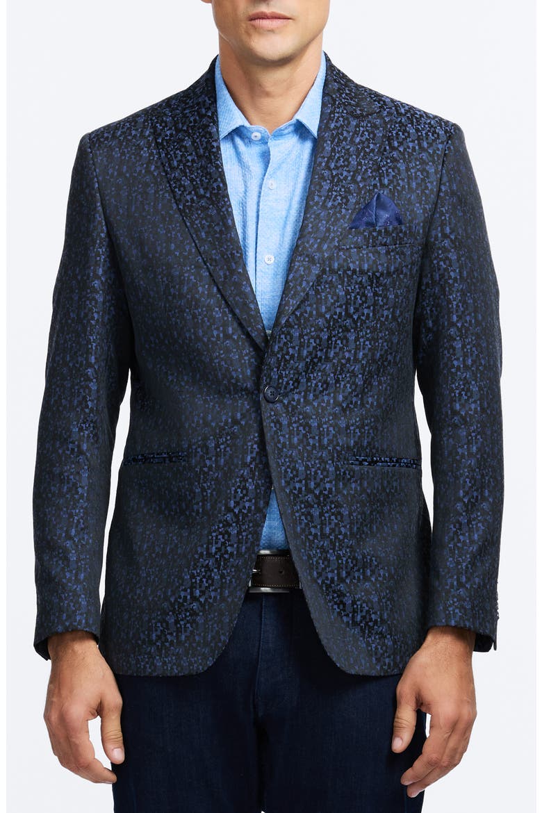 Huston Navy Jacquard Sport Coat, Main, color, NAVY
