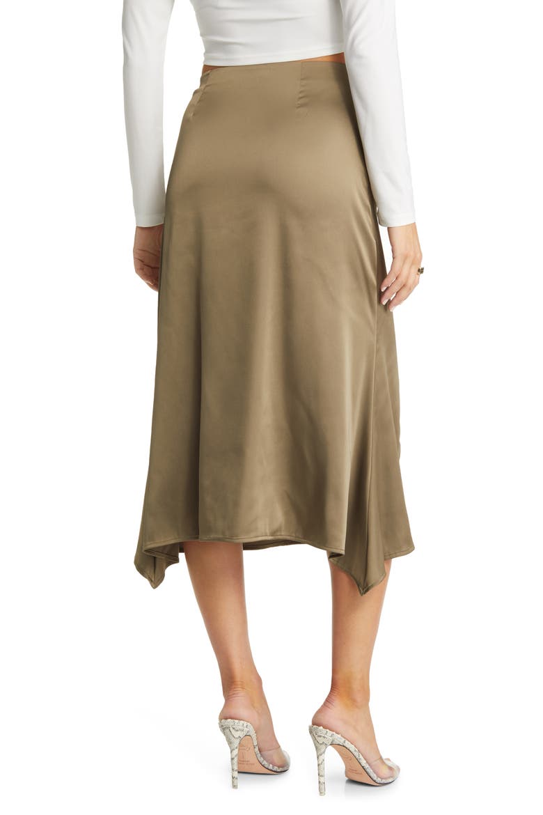Asymmetric Satin Midi Skirt, Alternate, color, OLIVE DUSK