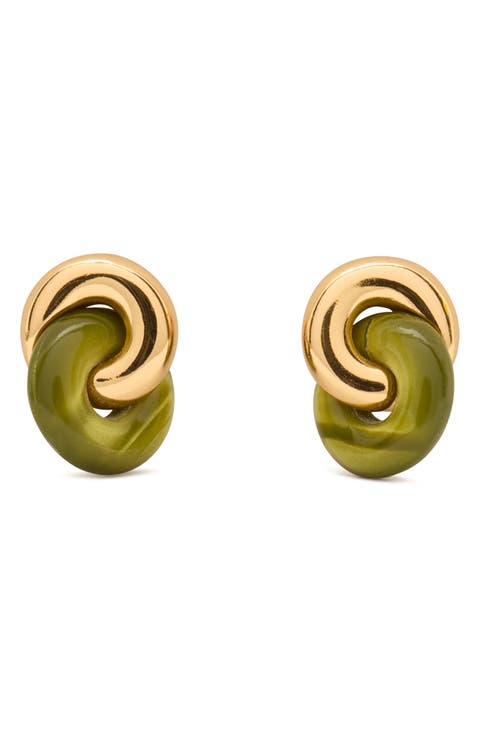 two-tone interlock drop earrings