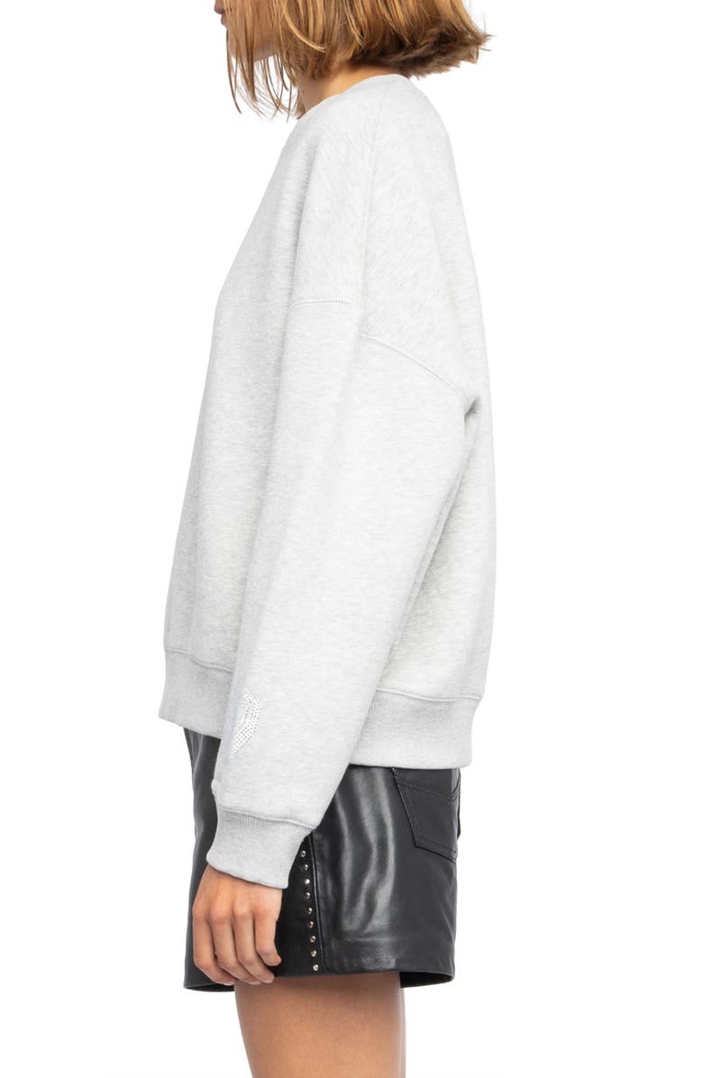 Zadig & Voltaire Mira Crystal Logo Sweatshirt, Alternate, color, Gris Chine