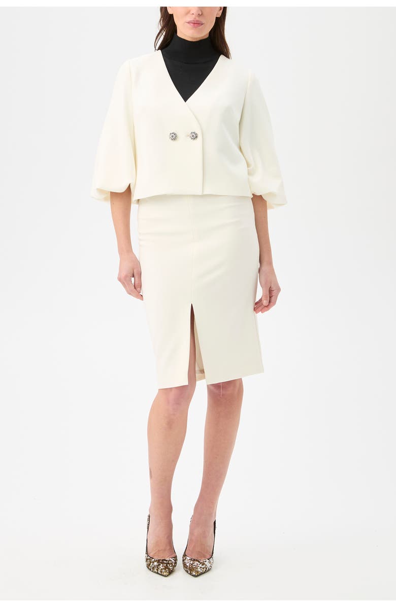 Trina Turk Basal Cropped Jacket with Embellished Buttons, Main, color, Winter White