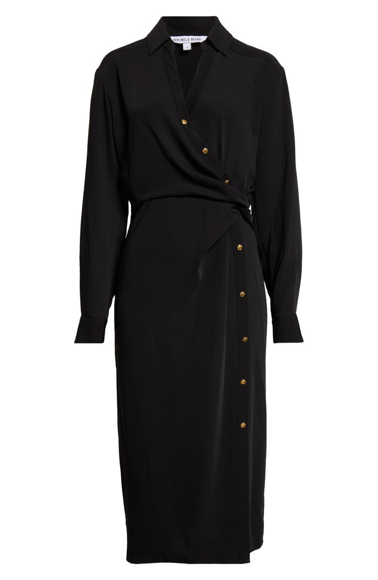 Veronica Beard Wright Asymmetric Button Long Sleeve Shirtdress, Alternate, color,