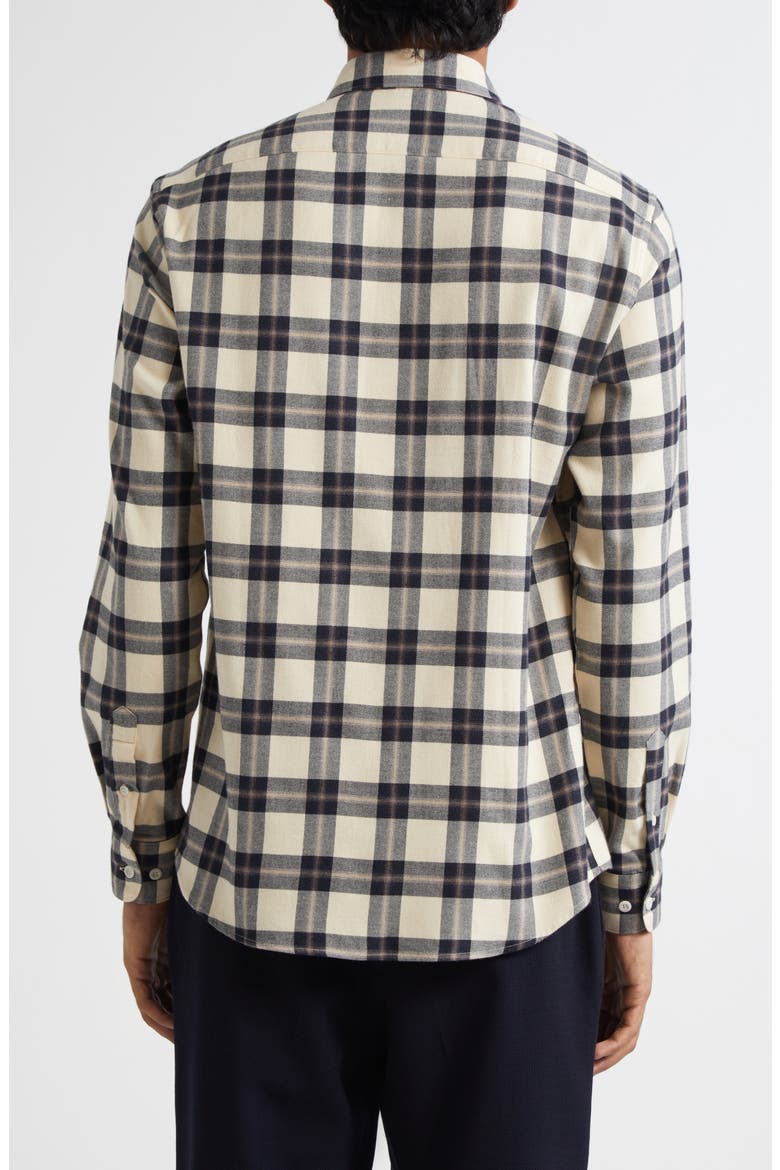 Check Brushed Cotton Flannel Button-Down Shirt, Alternate, color, ECRU/ TRUFFLE CHECK