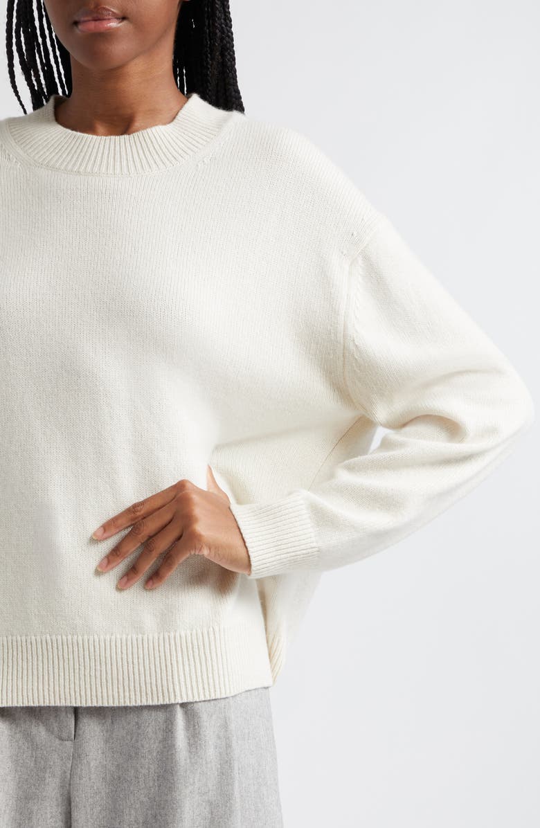 TWP Cashmere Crewneck Boyfriend Sweater, Alternate, color, Ivory